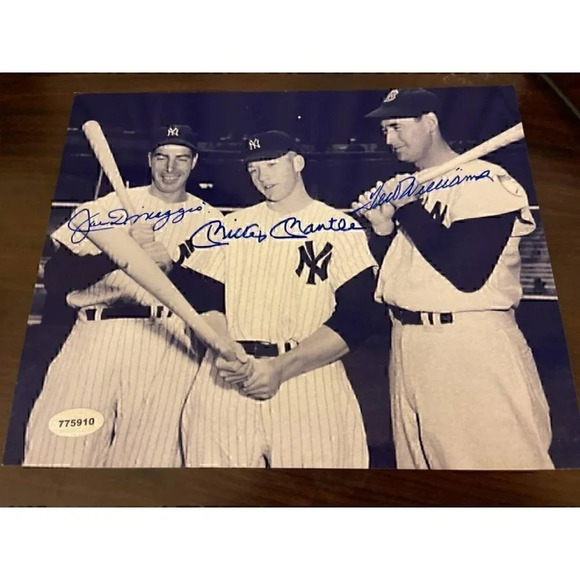 - Mickey Mantle Joe DiMaggio Ted Williams autograph photo